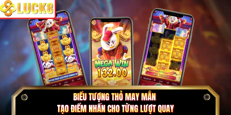 Biểu tượng Thỏ may mắn tạo điểm nhấn cho từng lượt quay